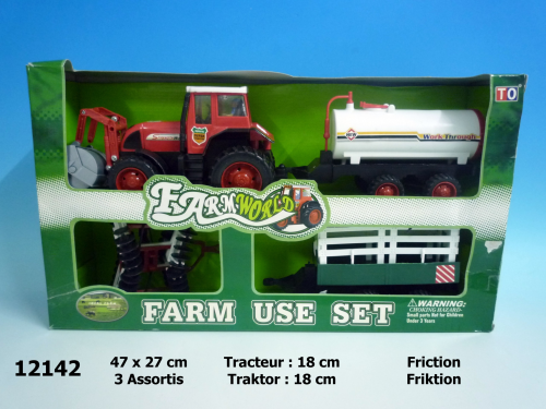 Traktor 18 cm Friktion m. Zubehör