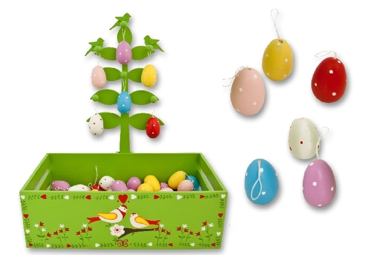 Oster-Ei zum anhängen aus Holz3,5x2,5 cm 6farb. sortiert