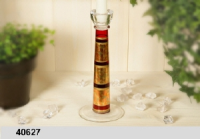 Kerzenhalter Glas rot/gold Dekor 24,5cm