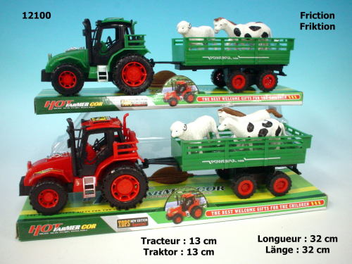 Traktor m.Anhänger + Tiere Friktion
