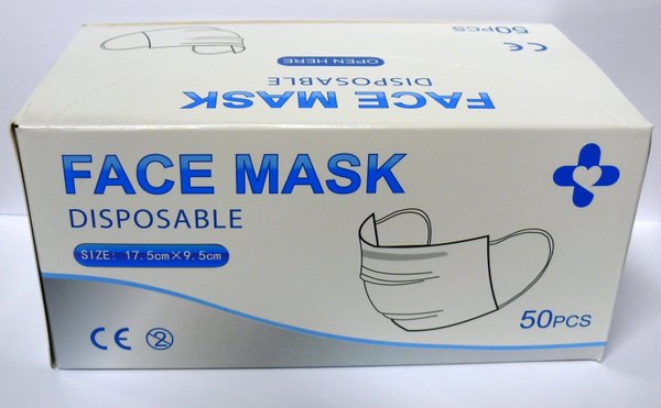 Mund - Nasen - Maske / Mundschutz 3 lagig m. Nasenbügel ab 0,25 €
