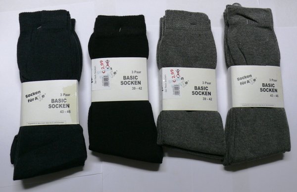 Herren Basic Socken 3er Pack ab 1,59