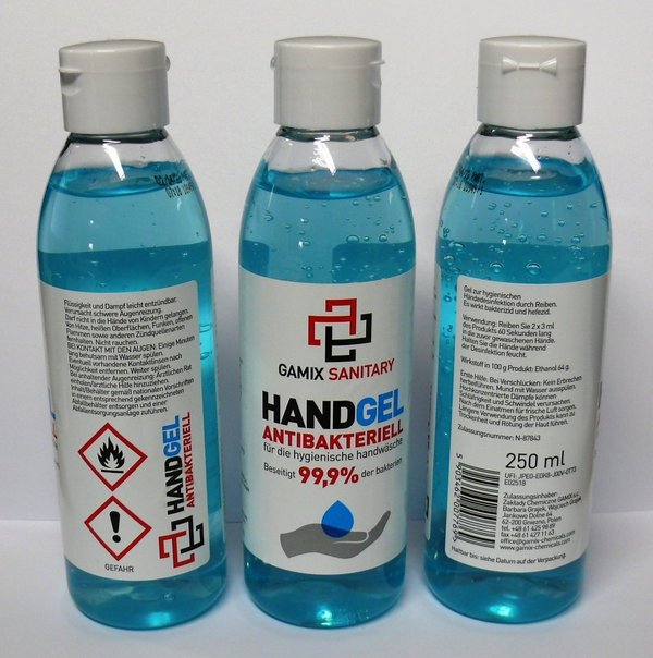 Handgel / Desinfektion Antibakteriell beseitigt 99% der Bakterien 250 ml